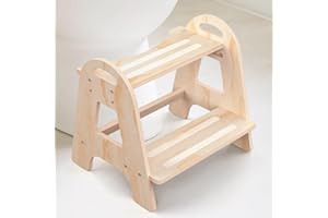 Potty Training Toilet, 2 Step Stool Wooden Height Adjustable Toddler Stool Portable Chair with Non-Slip Pad