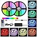 YUNLIGHTS LED Strip Lights with Remote 32.8Ft 10M 300LED 5050 Color Changing RGB LED Lights Strip Flexible with 44 Keys IR Remote & 12V 3A Power Supply (Plug in)