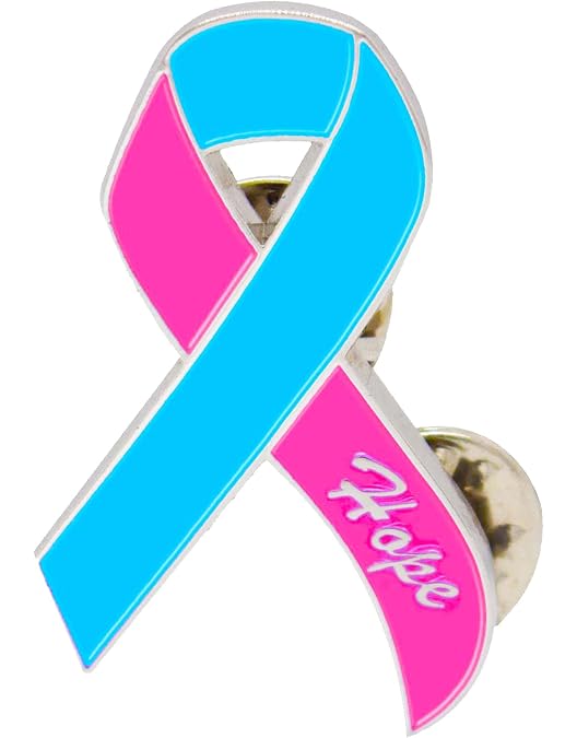 Pink & Blue Ribbon Lapel Pins - 5 Pack Awareness Pins For Birth Defects, SIDS, Male Breast Cancer, Fundraising & Support