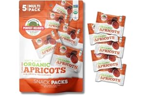 Perfect Delights Organic Snack Pack Apricot, Sun-Dried Turkish Apricots, On-the-Go Vegan, Healthy Snack, Easy-to-Carry Dried Apricots, Perfect for Kids & Adults 5 Pack (1.76 oz each)