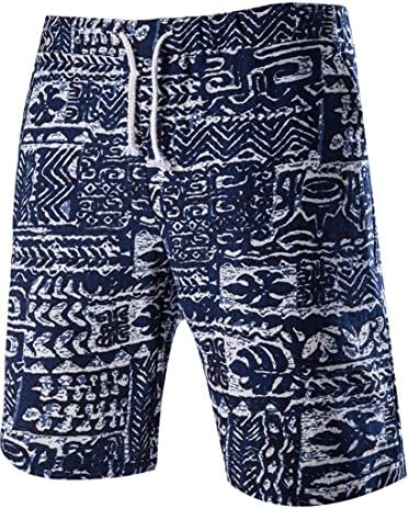 DANJIESHI Mens Retro Print Linen Comfortable Short Aspic US XL