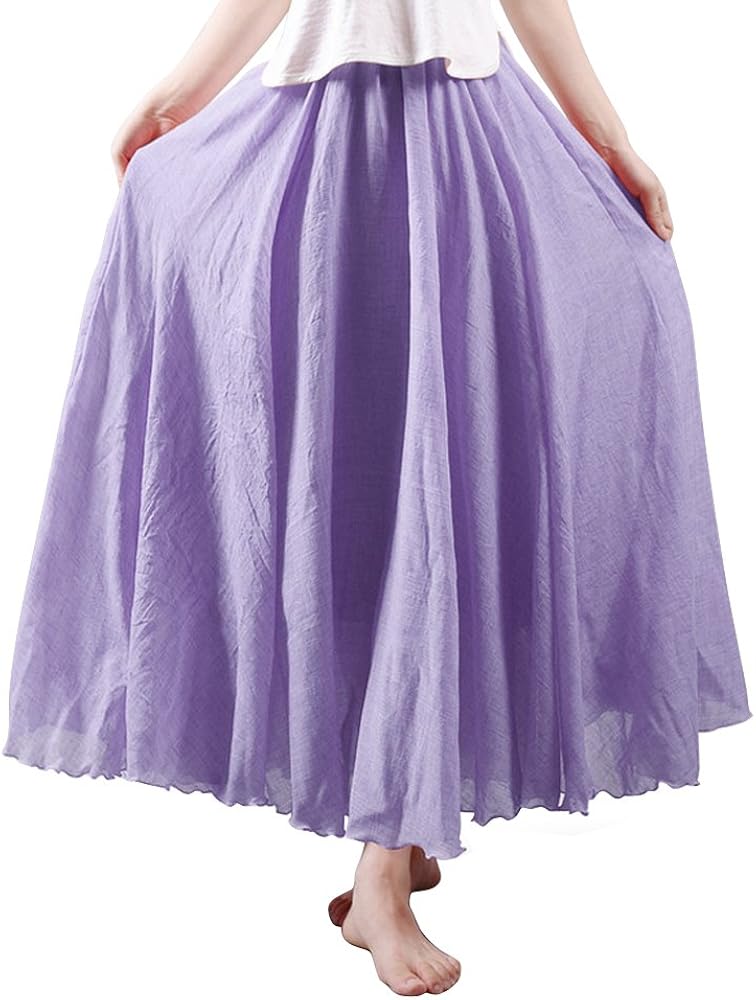OCHENTA Women's Light Bohemian Flowy Full Circle Long Maxi Skirt at  Women’s Clothing store