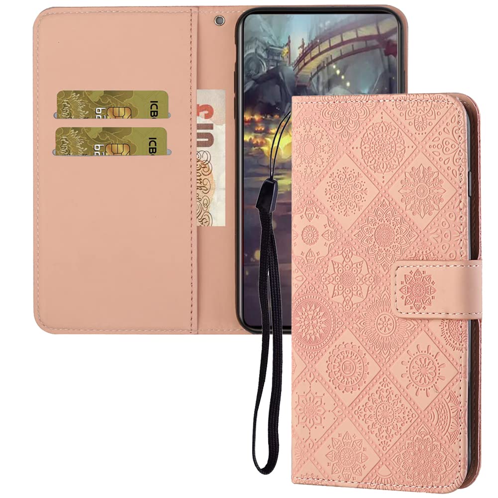 IMEIKONST Compatible with Huawei Y6 2019 Flip Case, Premium Leather Retro Phone Case Notebook Wallet with Card Holder Magnetic Closure Shockproof Cover for Huawei Y6 2019. Rose Gold XCH