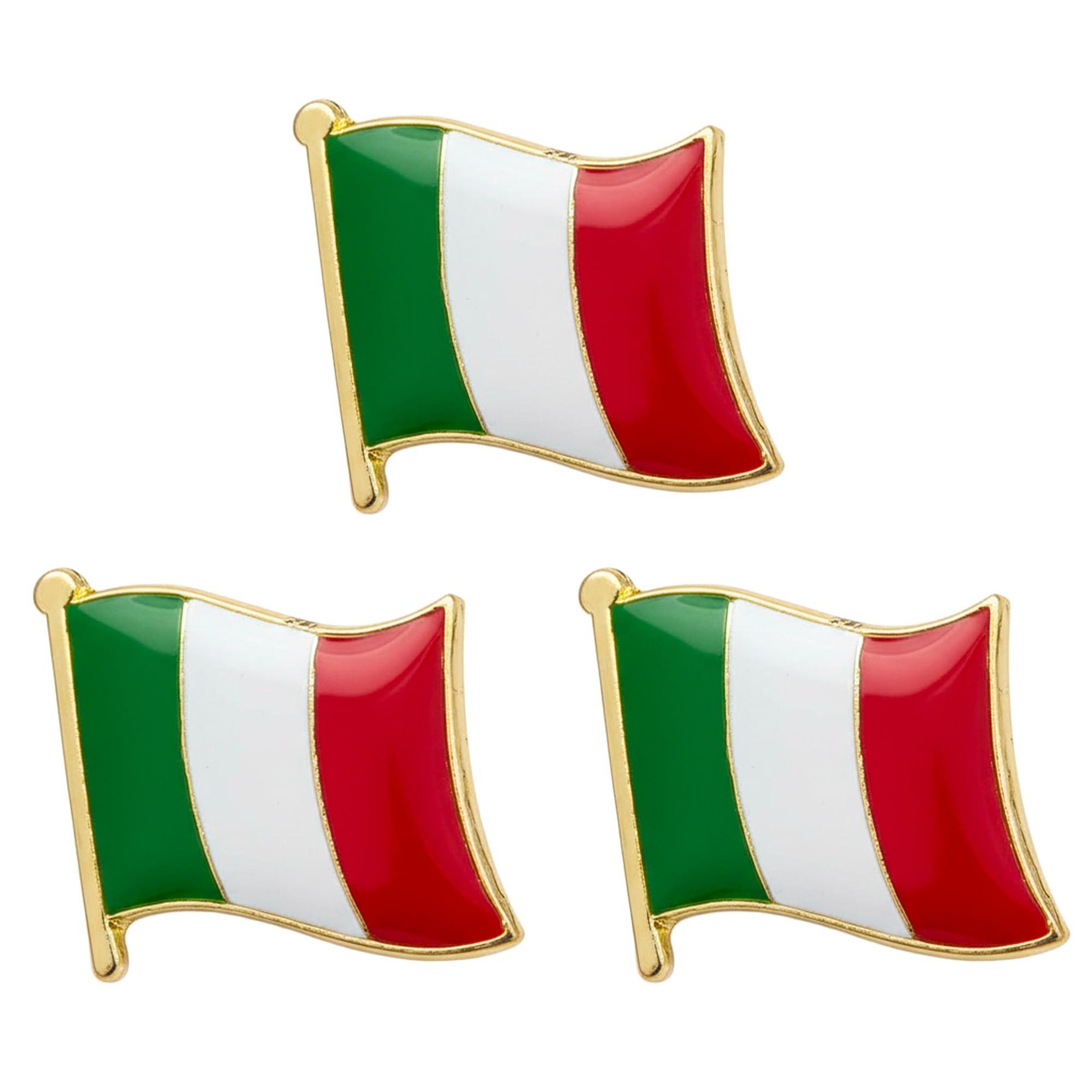 3 x Italy Flag Lapel Pins – Italian National Tricolour Badge – Souvenir Collectible Set – Size: 1.6cm x 1.9cm