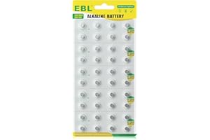 EBL 40Pcs LR41 Batteries, AG3 Alkaline Button Batteries, L736 384 392 192 1.5V Button Coin Cell Battery