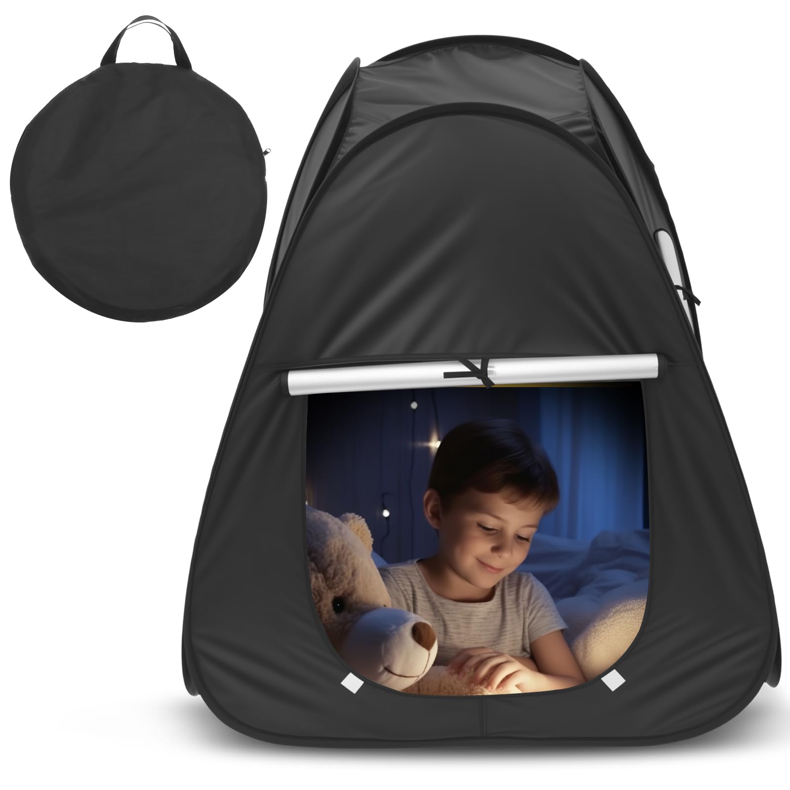 GWCYMYD Sensory Tent for Kids, Pop Up Calm Down Tent with Organizer Bag, Portable Kids Blackout Tents for Children with Autism, SPD, Anxiety to Play and Relax Improve Focus