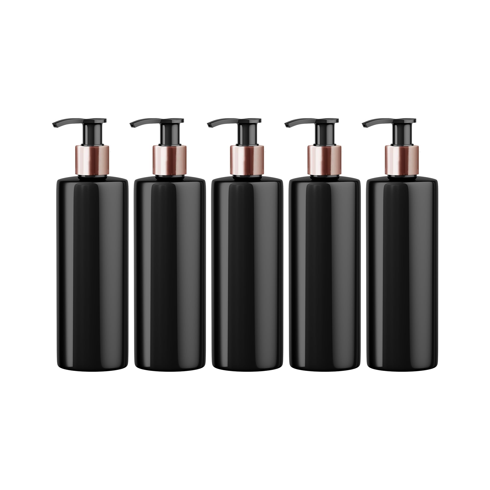 Mrs Hinch Customisable DIY Refillable 500ml PET Plastic Lotion Pump Bottle - Black & Rose Gold Lids (5)