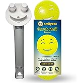 The Original Soap Dispensing Handle for Scrub Daddy (Reg. TM) Sponge and Scrub Moji Sponge - (White) & 3 Yellow Scrub Mojis