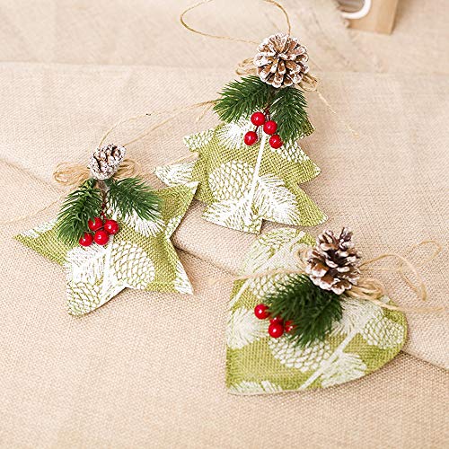 DZT1968  Home Decor Gifts Mini Fabric Pendant Christmas Tree Ornament Party Hanging Decor Shape Heart|Christmas Tree|Five-Pointed Star| Wonderful (Green)