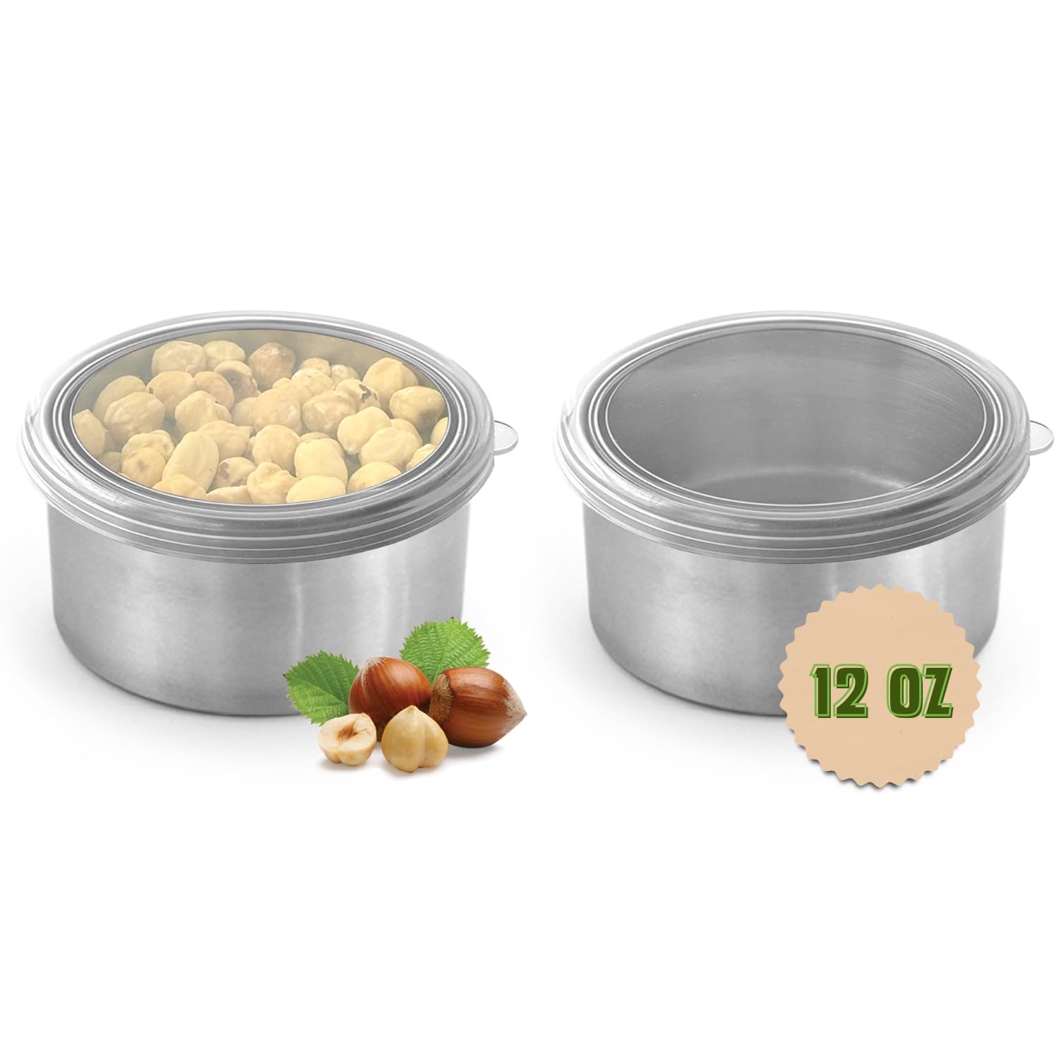 Photo 1 of TAVVA 2 X 12oz Stainless Steel Containers with Lids - Leakproof w/Silicone Lids - BPA Free - Dishwasher & Freezer Safe - Portable & Reusable - Stainless Steel Storage Food Snack Containers