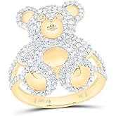 Jewels By Lux 14K Yellow Gold 1 1/2Cttw Natural Diamond Nk Teddy Bear Fashion Ring