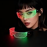 fundledmi 2026 light up glasses cyberpunk 7 Colors and 4 Modes LED Visor futuristic glasses for Halloween Cosplay Party Bar