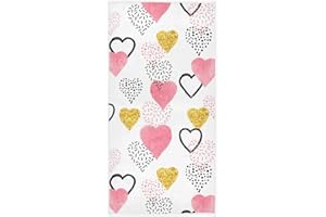 Naanle Beautiful Hearts Pattern Valentine's Day Soft Highly Absorbent Guest Large Home Decorative Hand Towels Multipurpose for Bathroom, Hotel, Gym and Spa (16 x 30 Inches)