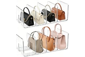 CAXBGKN 2Pcs Purse Organizer Closet Purse Organizer Clear Handbag Shelf Divider for Bedroom Office Closet Bags Plastic Handba