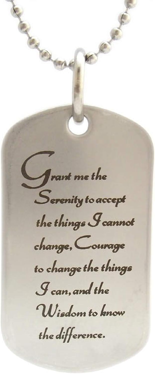 serenity prayer dog tag necklace