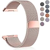 Maledan Metal Bands Compatible with Fitbit Ionic, Stainless Steel Milanese Loop Replacement Accessories Bracelet Strap with Magnet Closure for Fitbit Ionic Smart Watch, Rose Gold, Small