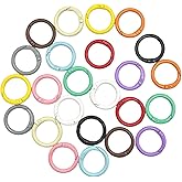 24PCS Alloy Spring O Ring Clips, Round Keychain Carabiner Clips, Colorful Carabiner with Snap Clip for DIY Accessories Keychains Bags Belts Lanyards