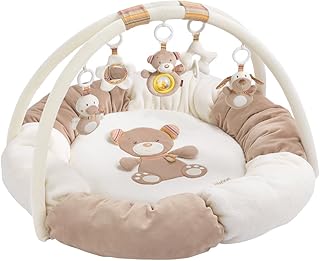 Fehn 160963 3-D-Activity-Nest Rainbow / Besonders weicher Spielbogen mit 5 abnehmbaren Spielzeugen für Babys Spiel & Spaß von Geburt an / Maße: Ø85cm