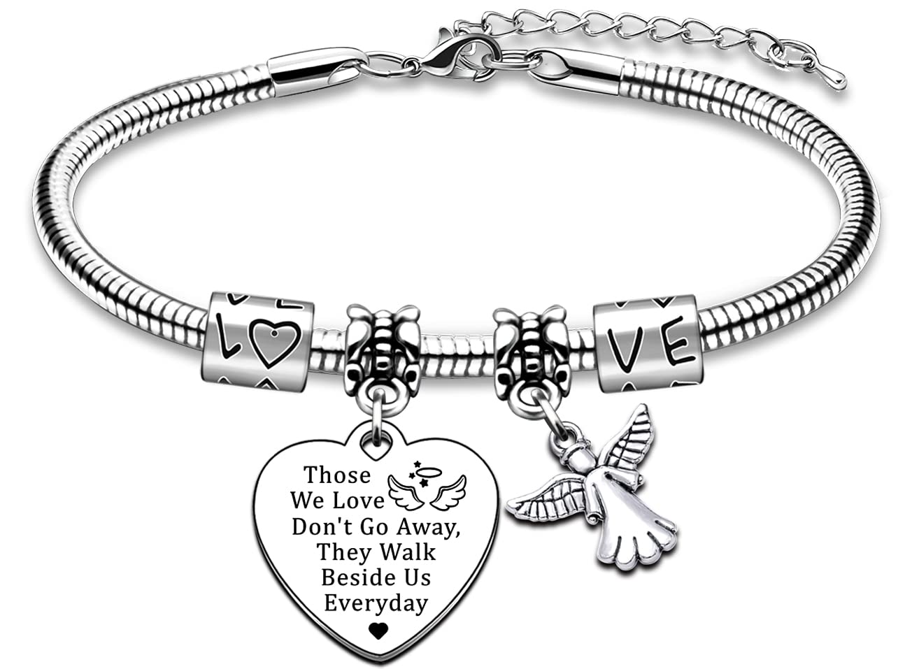 AMZQ Memorial Gifts Bracelet for Loss of Loved One Remembrance Gifts for Father Mother Grandpa Grandma angel gifts Those We Love Don't Go Away They Walk Beside Us Everyday