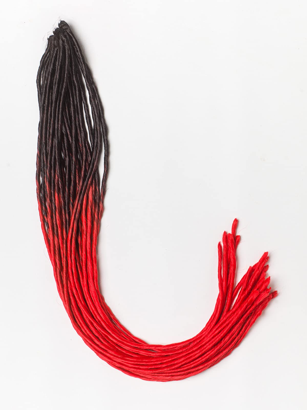 DreadLab - Soft Style Ombre Double Ended Synthetic Dreadlocks Twists 10 Pack (Black - Red Transitional)