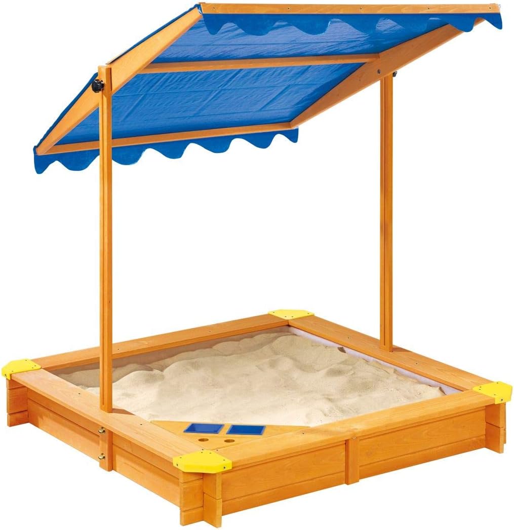 pro-manufactur Sandkasten mit Dach und Spielecke inkl. Bodenplane