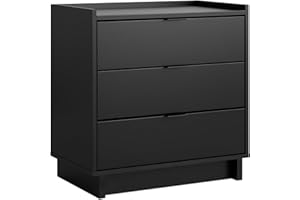 Prepac Simply Modern Nightstand Bedside Table, Black Nightstand for Bedroom, End Table with 3 Drawers 26.5" W x 26.75" H x 16" D