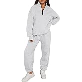 Trendy Queen Womens Sweatsuits 2 Piece Outfits Fall Lounge Sweat Sets Half Zip Sweatshirts with Baggy Sweatpants