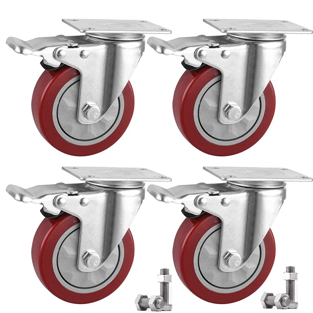 Heavy Duty Castors 100mm Swivel Wheel 600KG Casters with Brake for Workbench