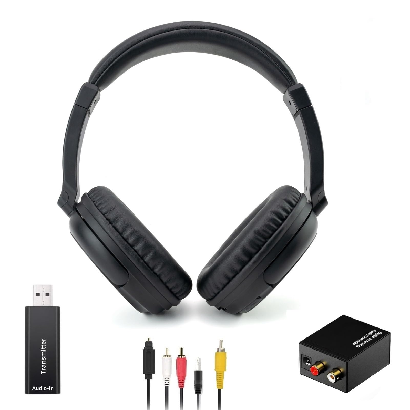 Photo 1 of Wireless TV Headphones with USB Transmitter for Seniors, Bluetooth5.3 Over-Ear Headphones with Digital Decorder, 30 Hours Battery Wireless Hi-Fi Headset, Support Coaxial Optical RCA USB Audio Output