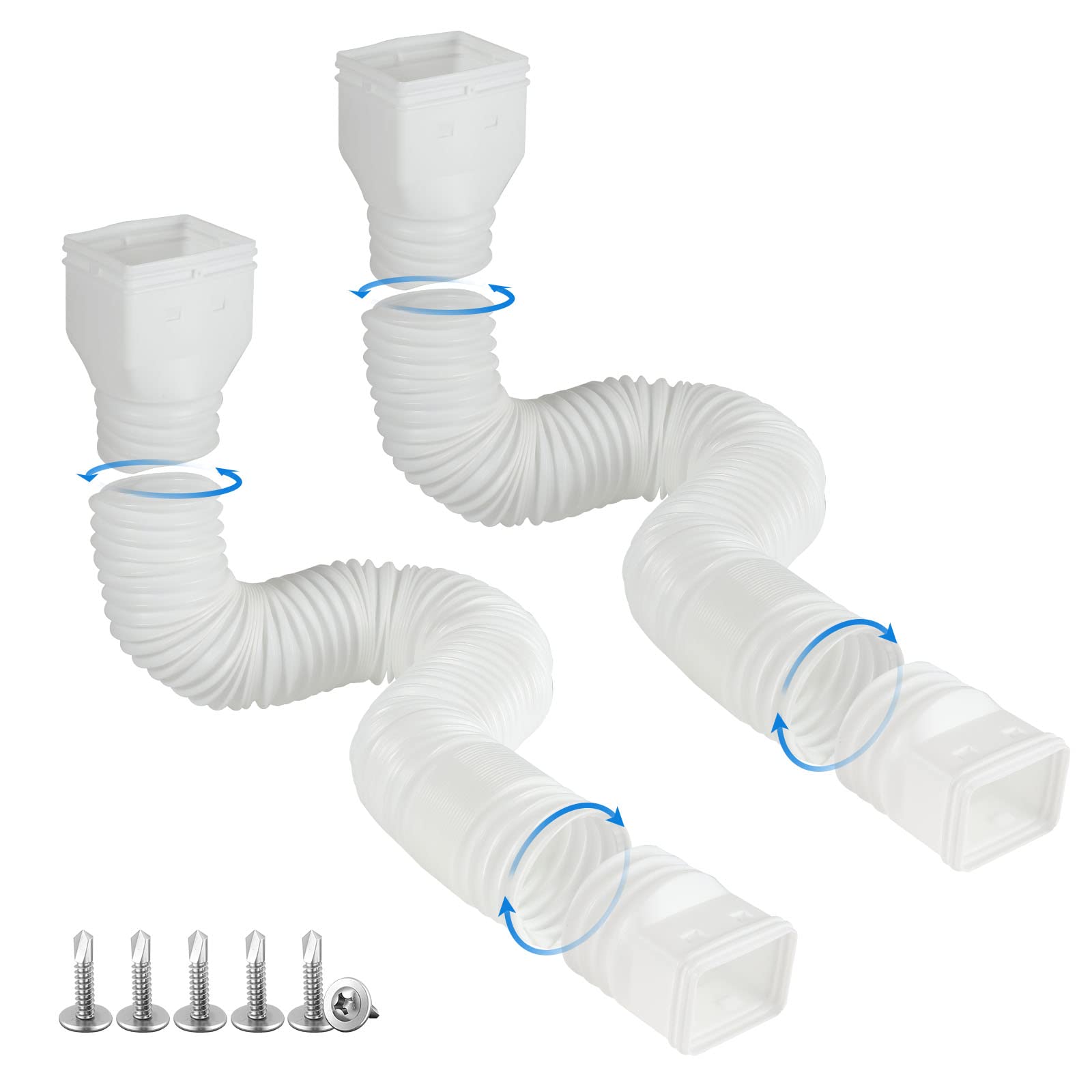 Photo 1 of plusgutter White-2pack Rain Gutter Downspout Extensions Flexible, Drain Downspout Extender,Down Spout Drain Extender, Gutter Connector Rainwater Drainage,Extendable from 21 to 68 Inches