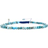 Angelstones Crystal Bracelet for Women, Natural Gemstone Small Beaded Bracelets, 3mm Faceted Cube Beads, Healing Bracelets for Women