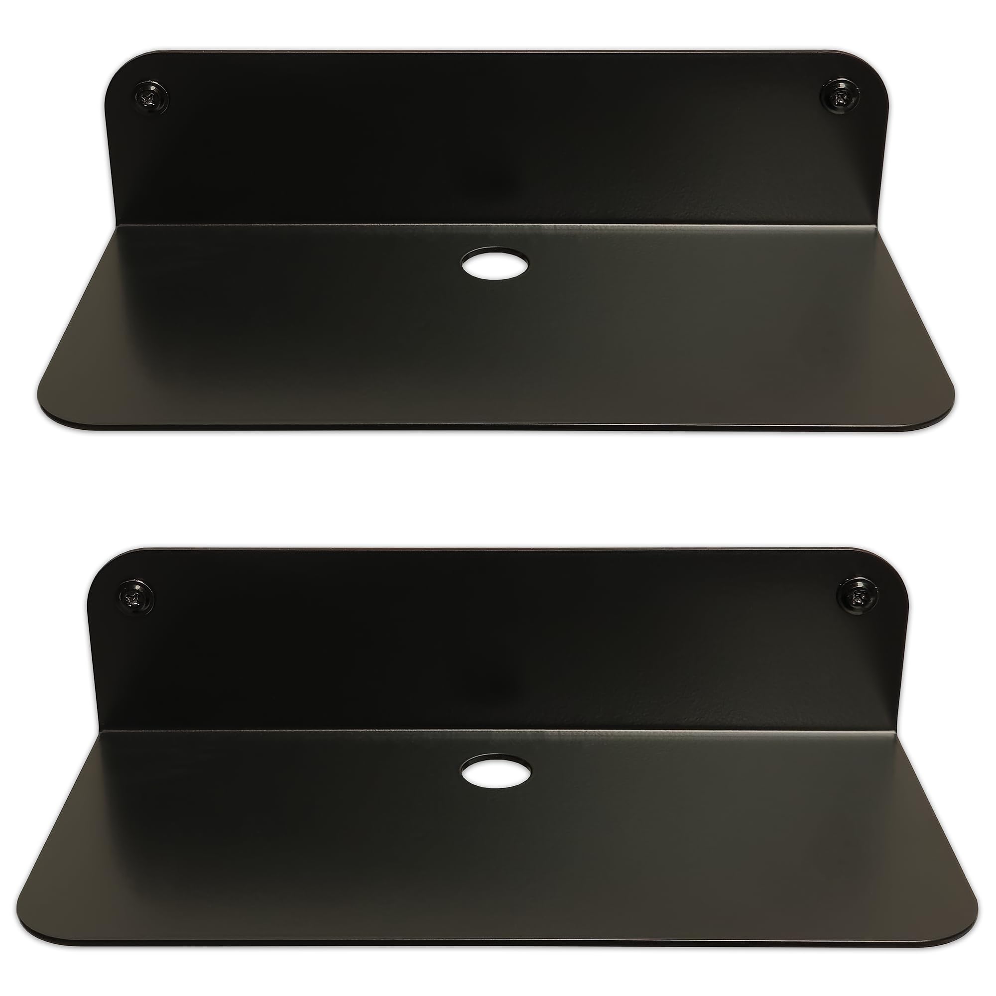 Galleksa Set of 2 Floating Metal Wall Mounted Shelves 24cm Black