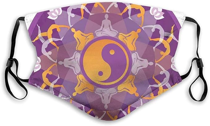 Aleonun Background with Yoga Symbols and Positions Yin Yang Zen