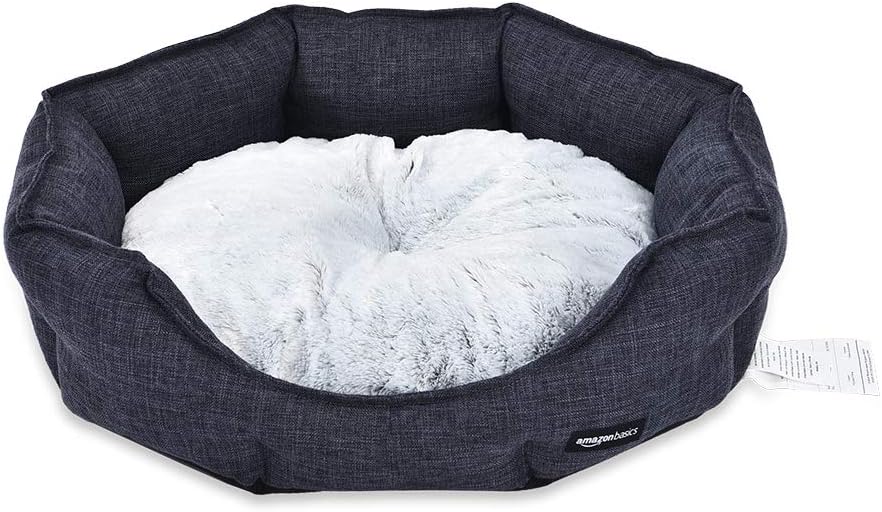 Basics Cuddler Pet Bed For Cats or Dogs - Soft and Comforting - Medium, Grey : Pet Supplies