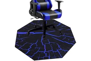 HiiARug Chair Mat for Hardwood Floor Anti-Slip Office Chair Mat Floor Protector Octagon Computer Chair Mat for Home Office Gaming Room(Octagon 47"x47", Blue Pattern)