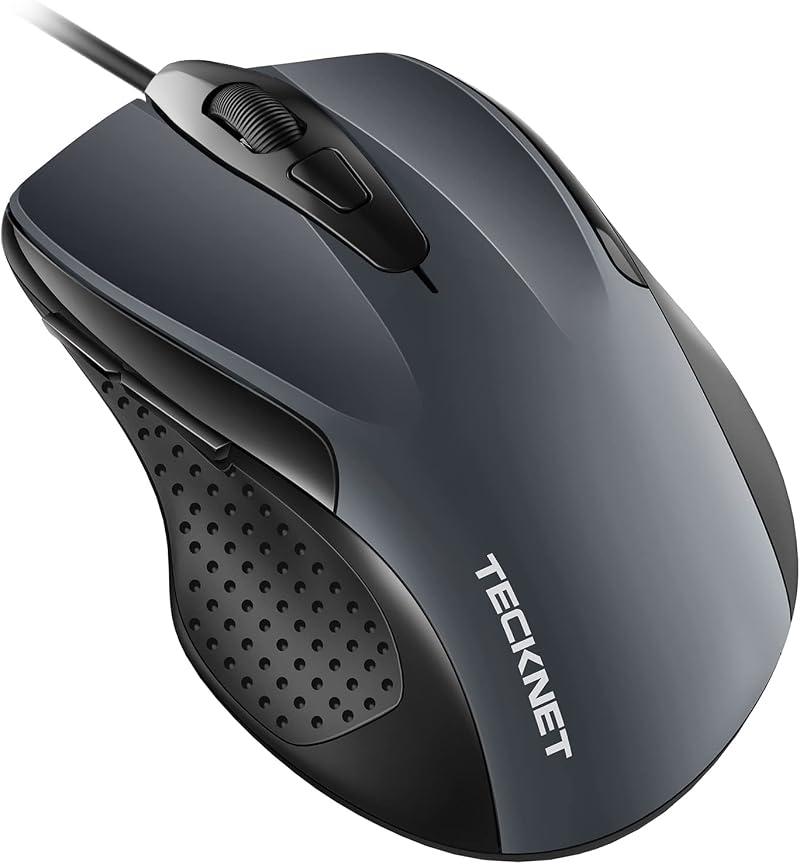 TECKNET USB Wired Mouse 6400 DPI 6-Button Ergonomic USB Computer Mouse