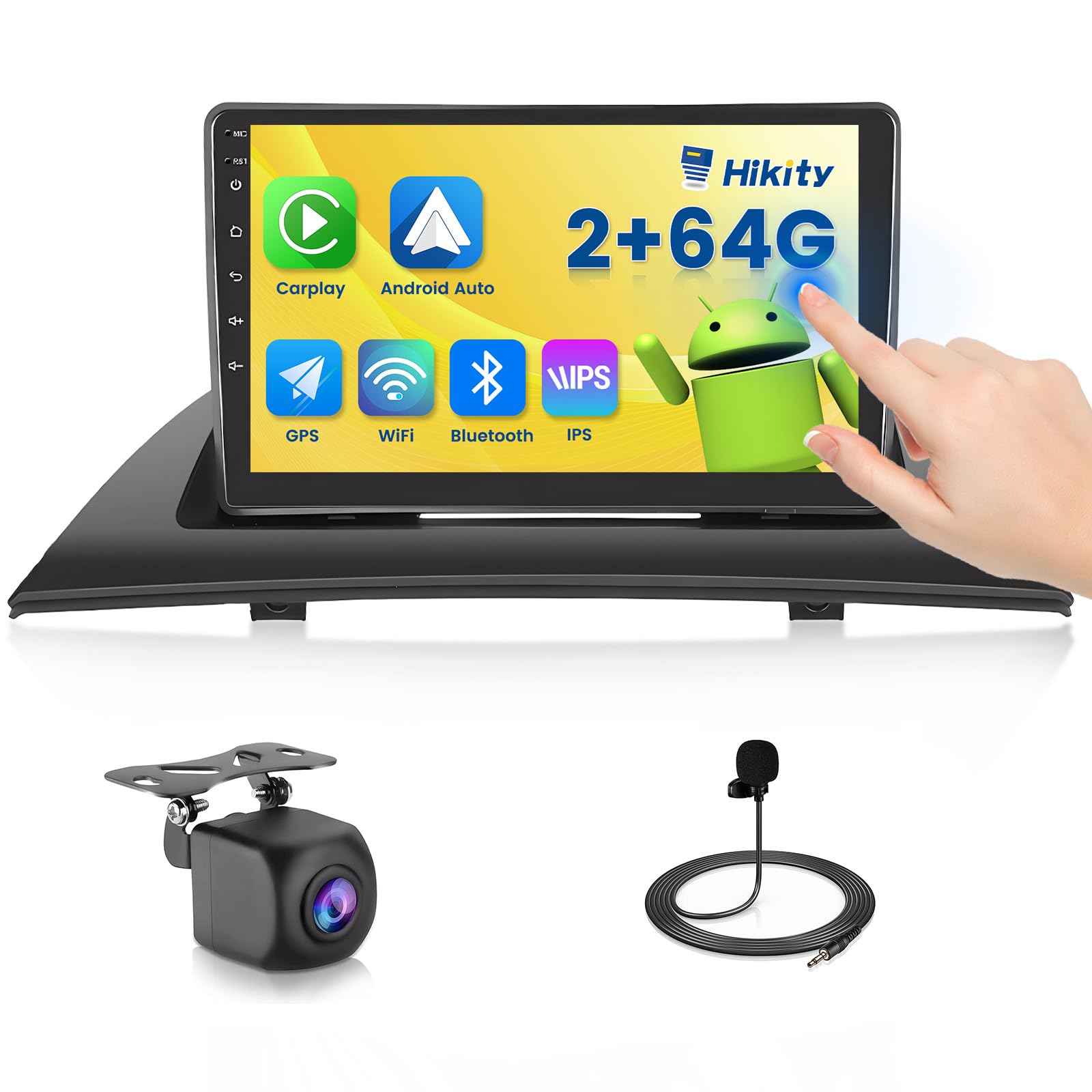 Photo 1 of 2+64G for 2006 BMW X3 E83 2004-2010 Hikity Android 15 Car Stereo with Wireless Carplay Android Auto, 9 Inch Touch Screen Radio GPS HiFi WiFi Bluetooth FM RDS DSP SWC Backup Camera Mic