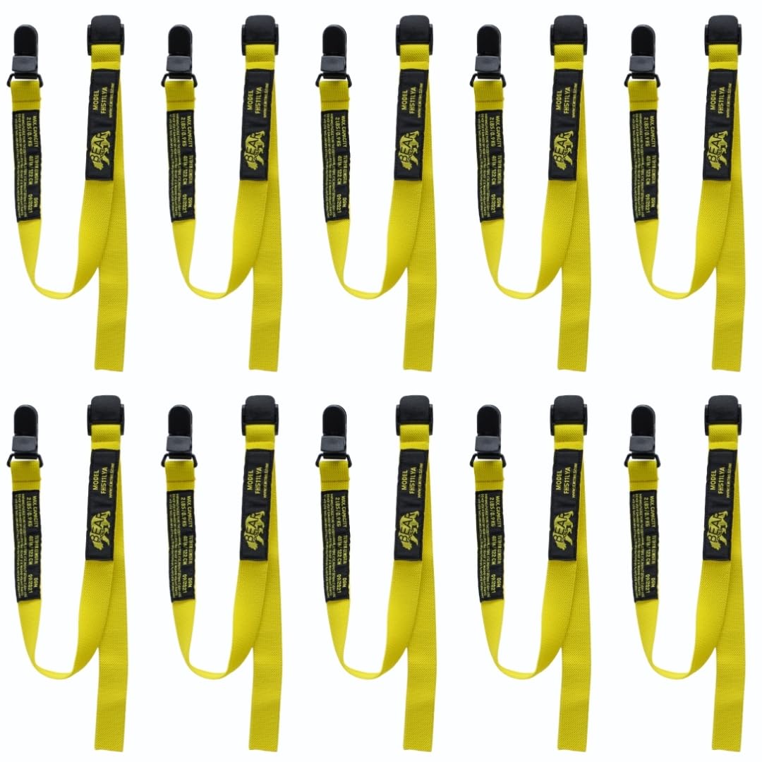 BearTOOLS Yellow Fabric Helmet Lanyard Clip Attachment Secure Fastening Anti-Drop Lighter Leash Hard Hat Chin Strap 50cm/19 Inches (10)