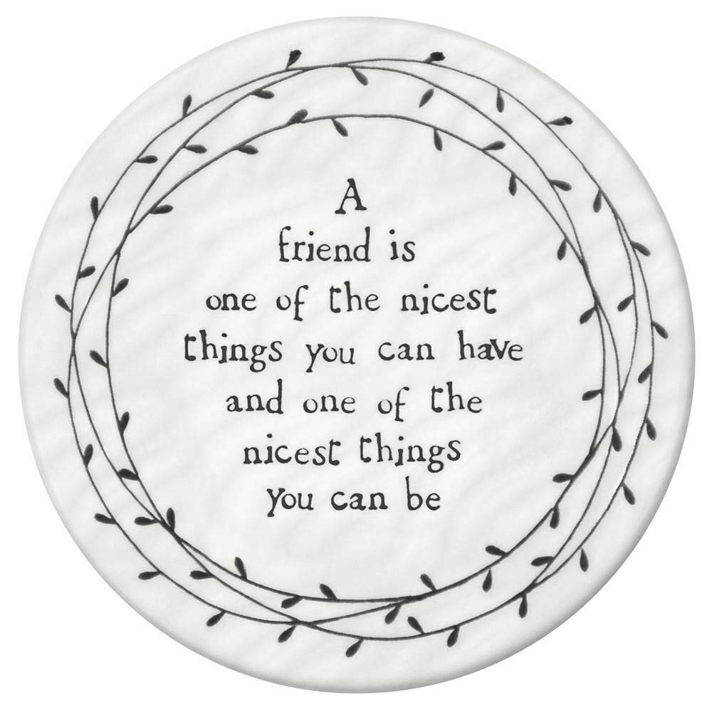 East of India Porcelain Leaf Coaster - A Friend is one of the Nicest Things