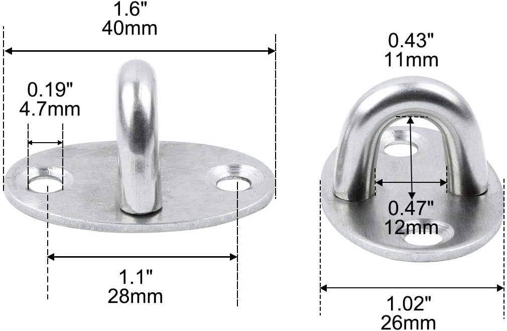 sourcing map 1.6 Inch Stainless Steel Window Door Cabinet Shed Gate Latch Lock Catch Eye Cabin Hook Plates, 2pcs - Image 3