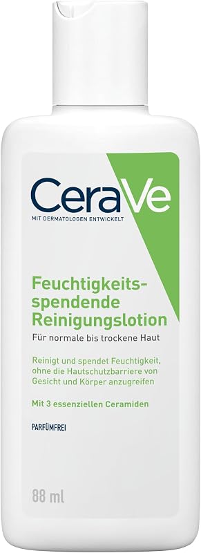 Reinigungslotion, Mit Hyaluron, Glycerin und drei essenziellen Ceramiden, Sanft reinigend und feuchtigkeitsspendend, Ohne Parfüm und Duftstoffe, 88 ml