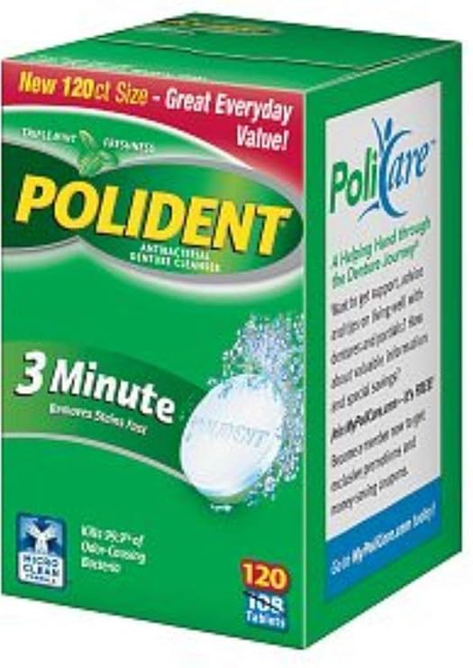 Polident 3 Minute, Antibacterial Denture Cleanser 120 ea
