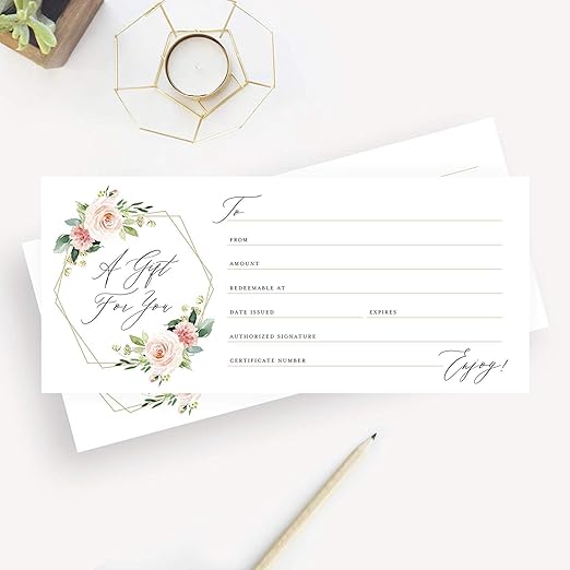 Amazon Com Bliss Collections Blank Gift Certificate Blush Floral