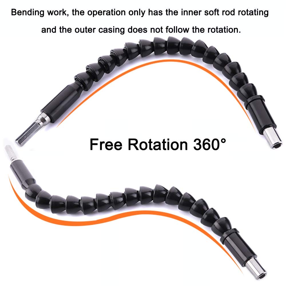 Maexus Flexible Drill Bit Extension - Magnetic Hex Soft Shaft, Flexible Screwdriver Extension for Connect Drive Shaft Tip Drill Bit Kit Adaptor (2 Pcs)