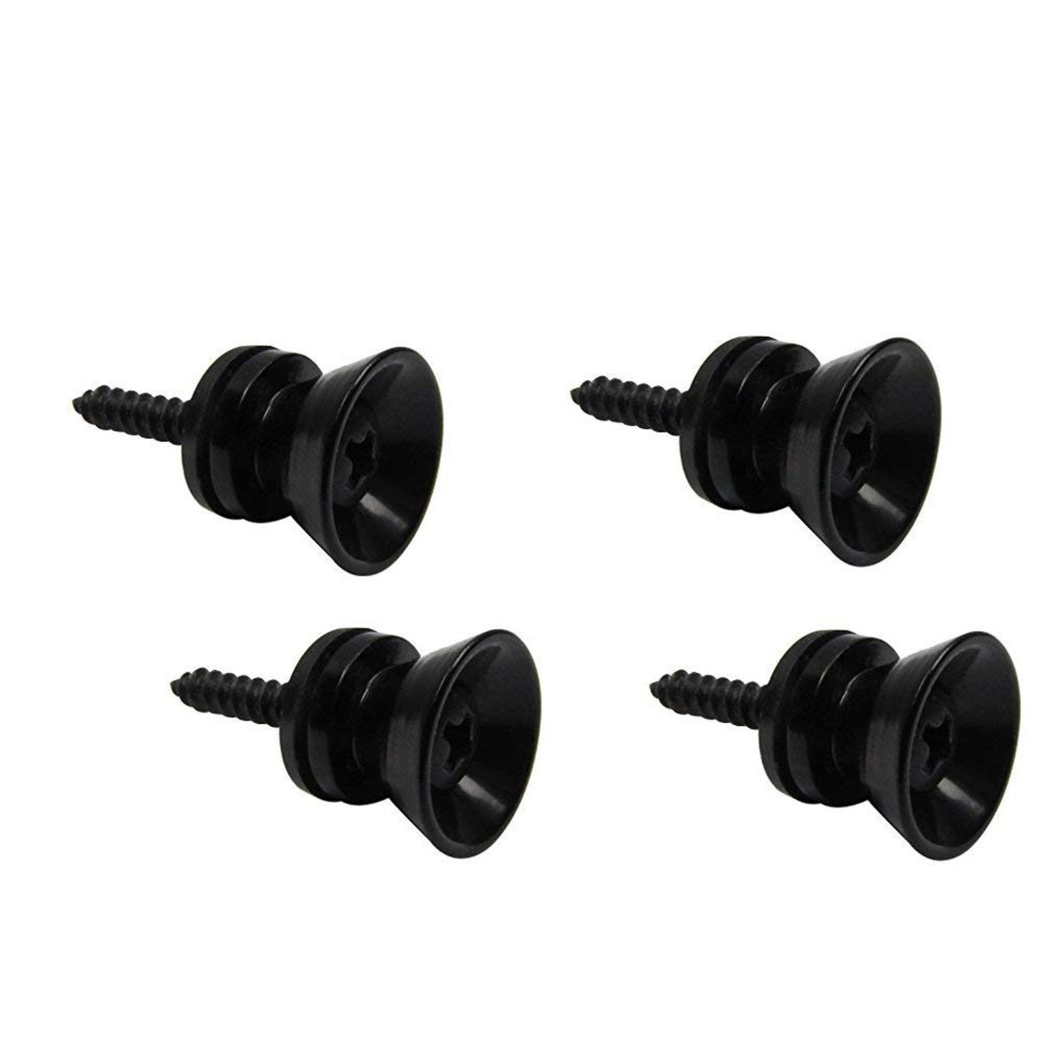 Strap Lock Buttons Black strap on guitar pack (Pack of 2pcs) (Black)
