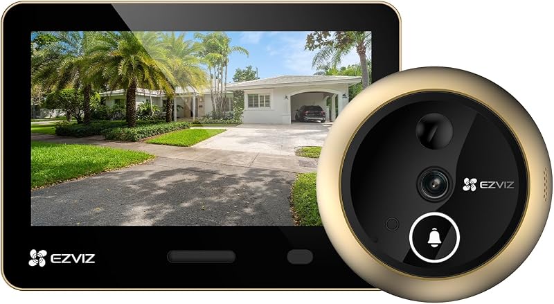 EP4 4K WiFi Digital Peephole para porta, ecrã tátil a cores de 5,5", campainha de vídeo sem fios, reconhecimento facial por IA, 7100 mAh, deteção PIR, áudio bidirecional, privacidade protegida, ouro