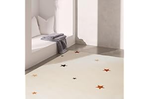 RUG BRANCH Soft Steps Playtime Kids Stars Playmat Cream Indoor Soft Area Rug for Boys & Girls in Playroom, Nursery, Bedroom - 8' x 11' (Exact Size: 7'7" X 10'10")