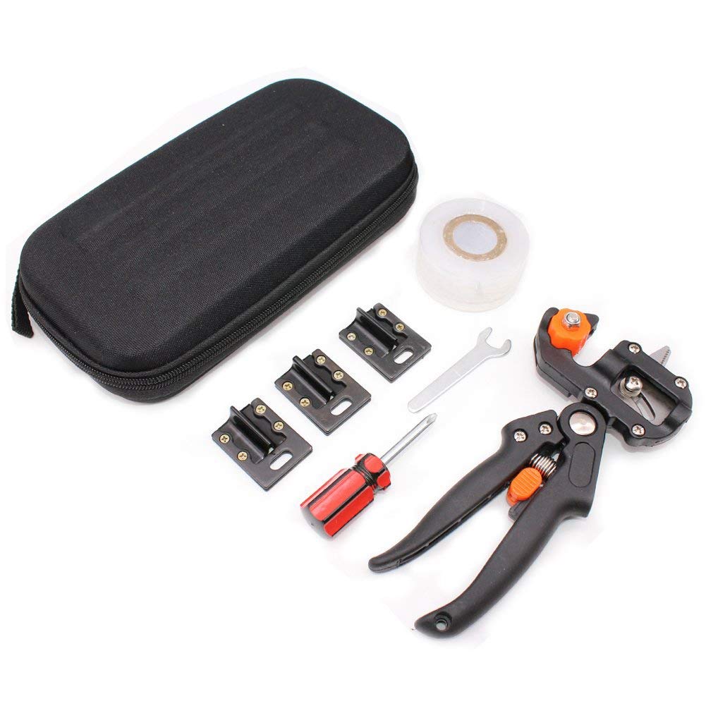 KATUR Garden Grafting Pruning Pruner Tool Kit, Plant Branch Twig Vine Fruit Tree Graft Cutting Scissors with Ω-Cut U-Cut V-Cut, Wrench, Screwdrive and Grafting Tape (Pruner)
