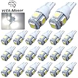YITAMOTOR T10 Wedge 5050 5SMD White LED Light bulbs W5W 158 192 168 194(Pack of 20)