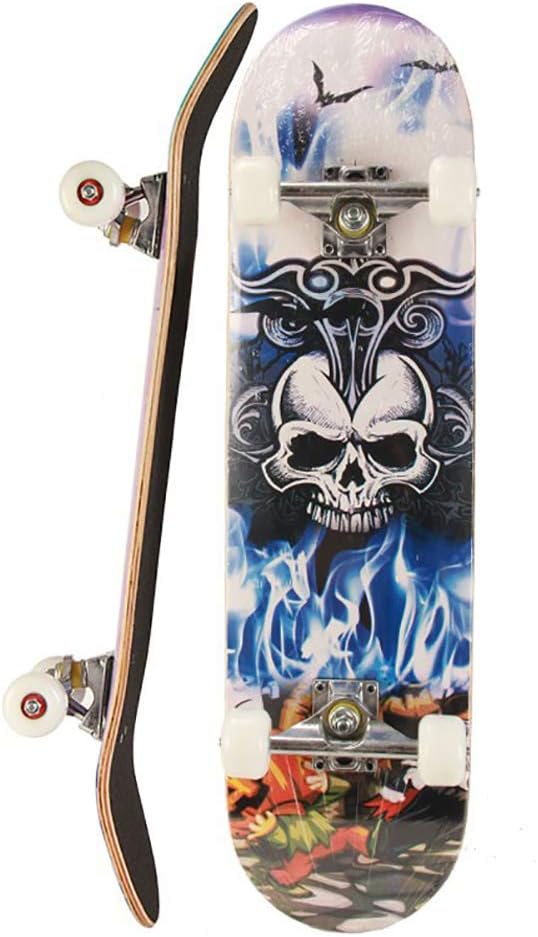Keep Che Retro Skate Board Maple Wood, Skull Skateboard Complete 31x7.8 Inches Trick Skateboards Cruiser Beginners Longboard With Maple Deck Adult Boys also Girls Skateboard